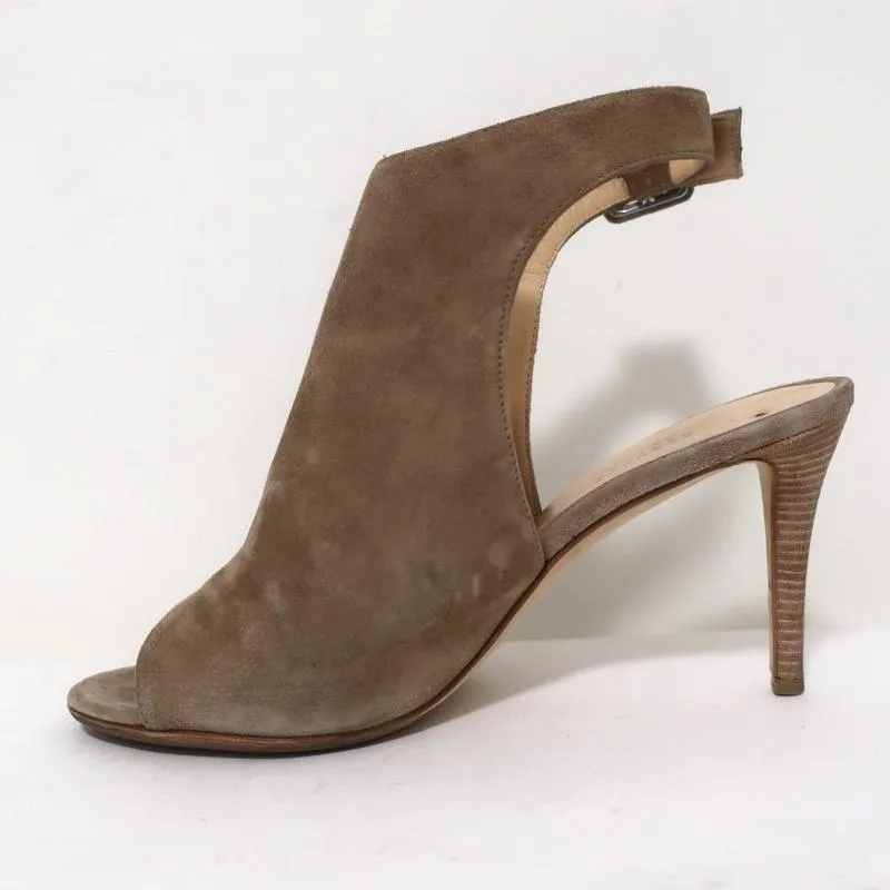 Barneys New York Co-Op Slingback Booties Beige Suede Size 38 Open Toe Heels