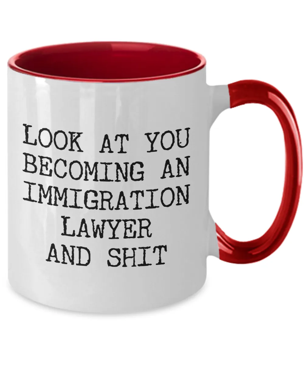 Becoming An Immigration Lawyer Mug Two-Tone Coffee Cup Funny Gift
