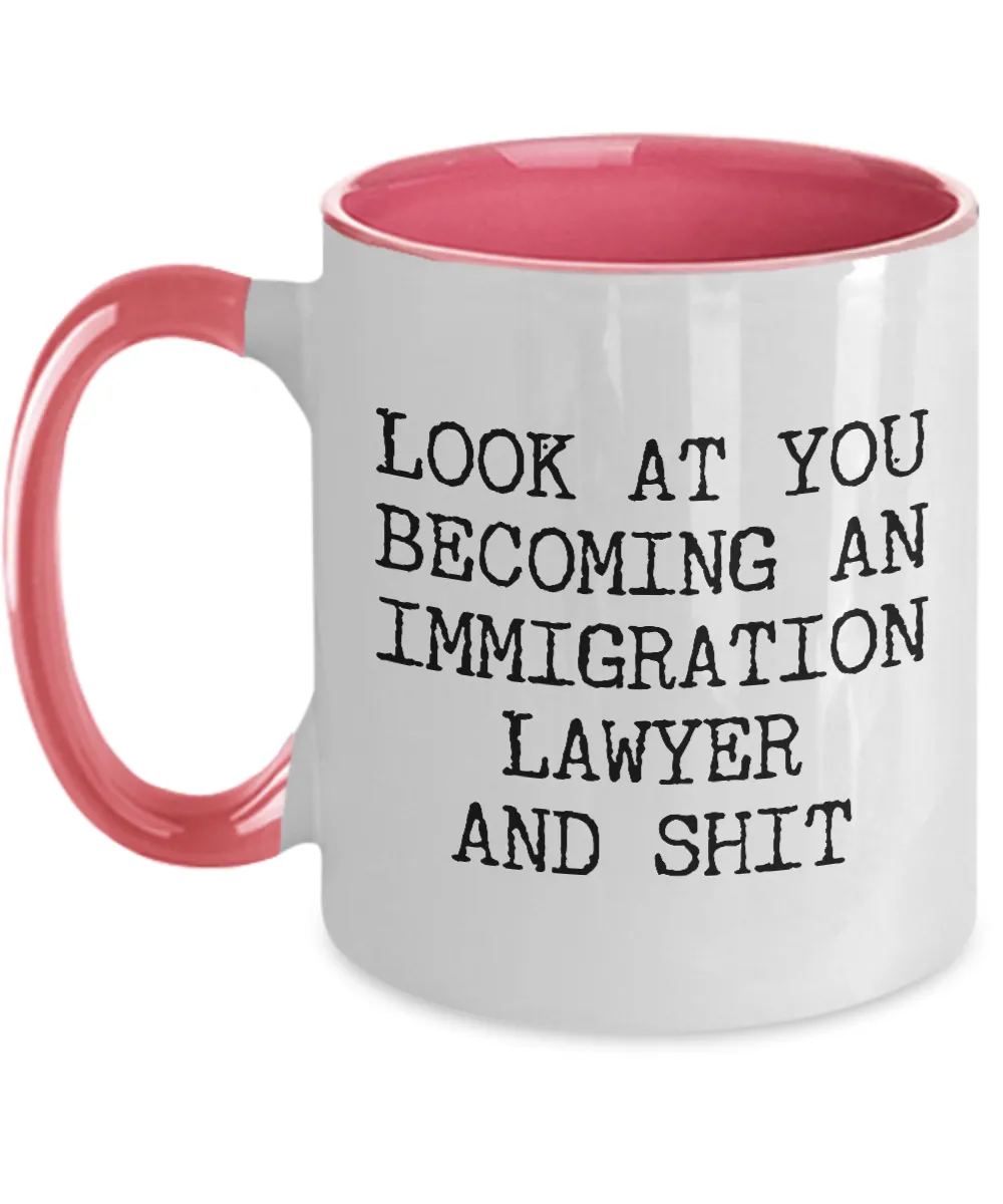 Becoming An Immigration Lawyer Mug Two-Tone Coffee Cup Funny Gift
