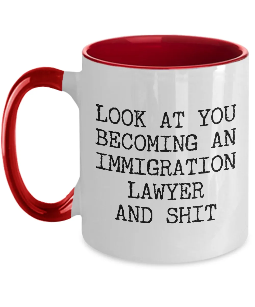 Becoming An Immigration Lawyer Mug Two-Tone Coffee Cup Funny Gift