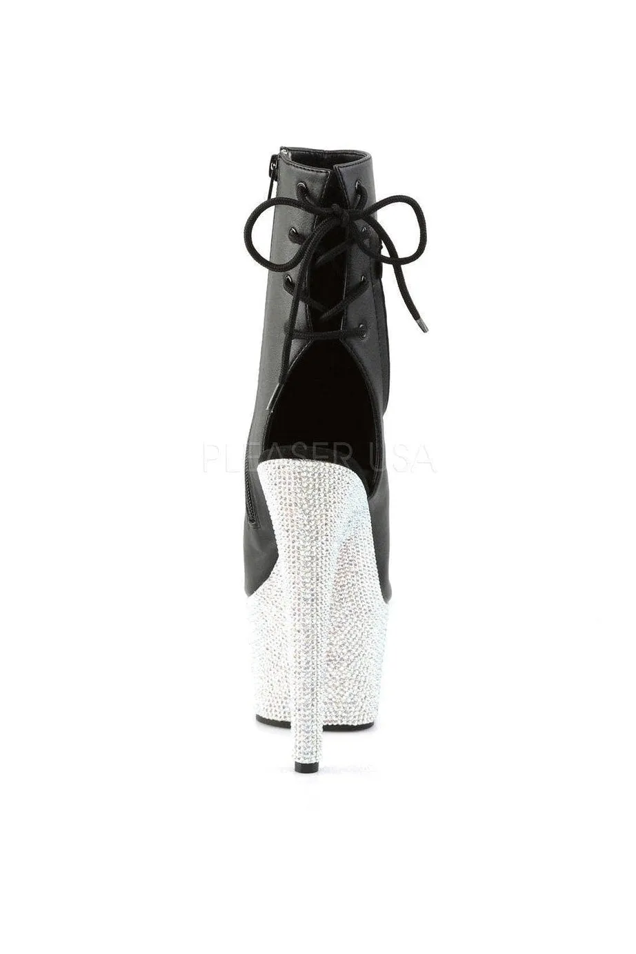 BEJEWELED-1018DM-7 Platform Boot  | Black Faux Leather