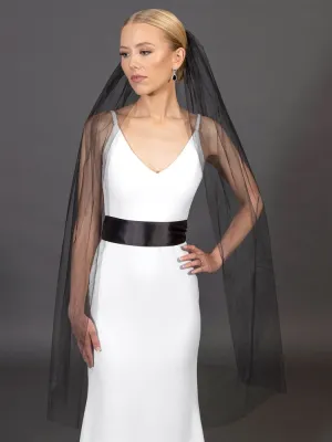 Black Cut Edge Wedding Veil In 52" Ballet or Semi-Waltz Length