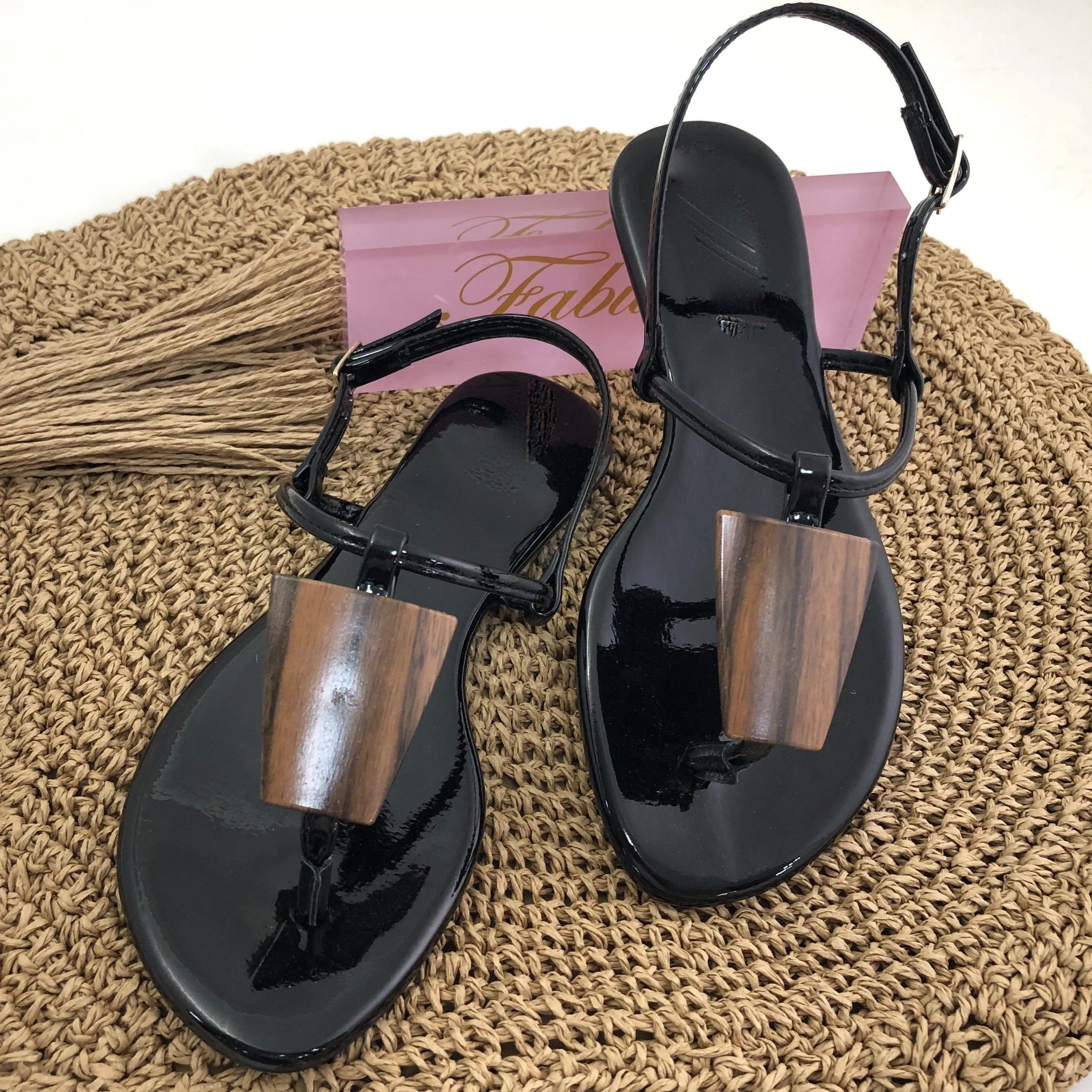 Black Sandals Patent