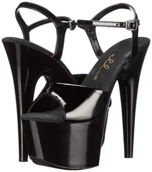 Black/Black - 7" Platform Strap Sandal -  Size