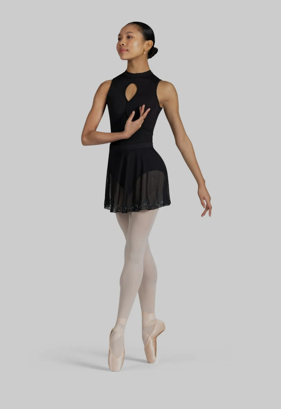 Bloch Hana Ladies Black Embroidered Mesh Skirt