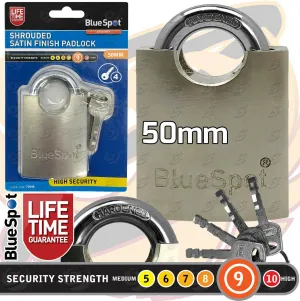 BLUESPOT 50MM SHROUDED SATIN FINISH PADLOCK