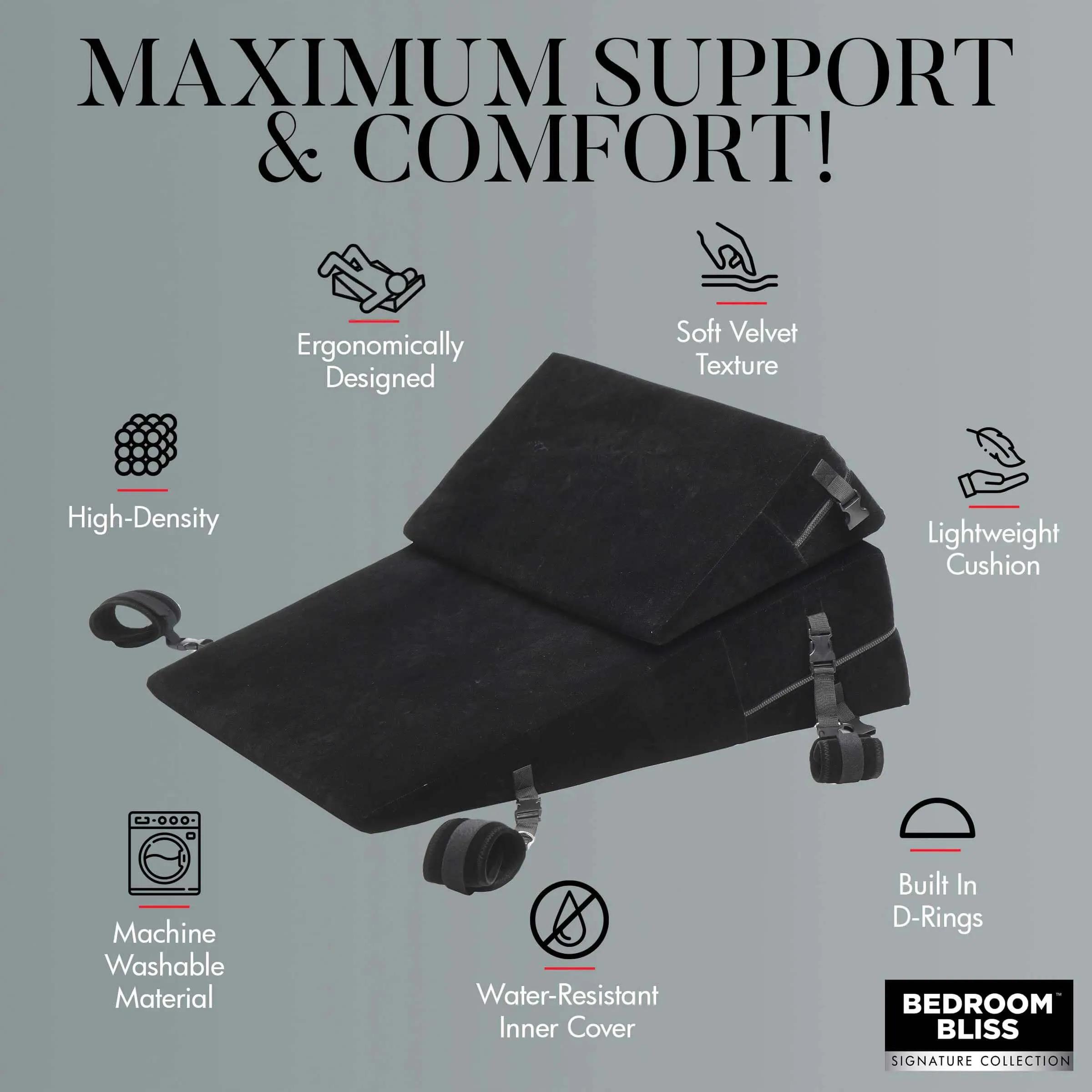 Bondage Cushion Set Bondage Foam Wedge Pillow Set  - Black