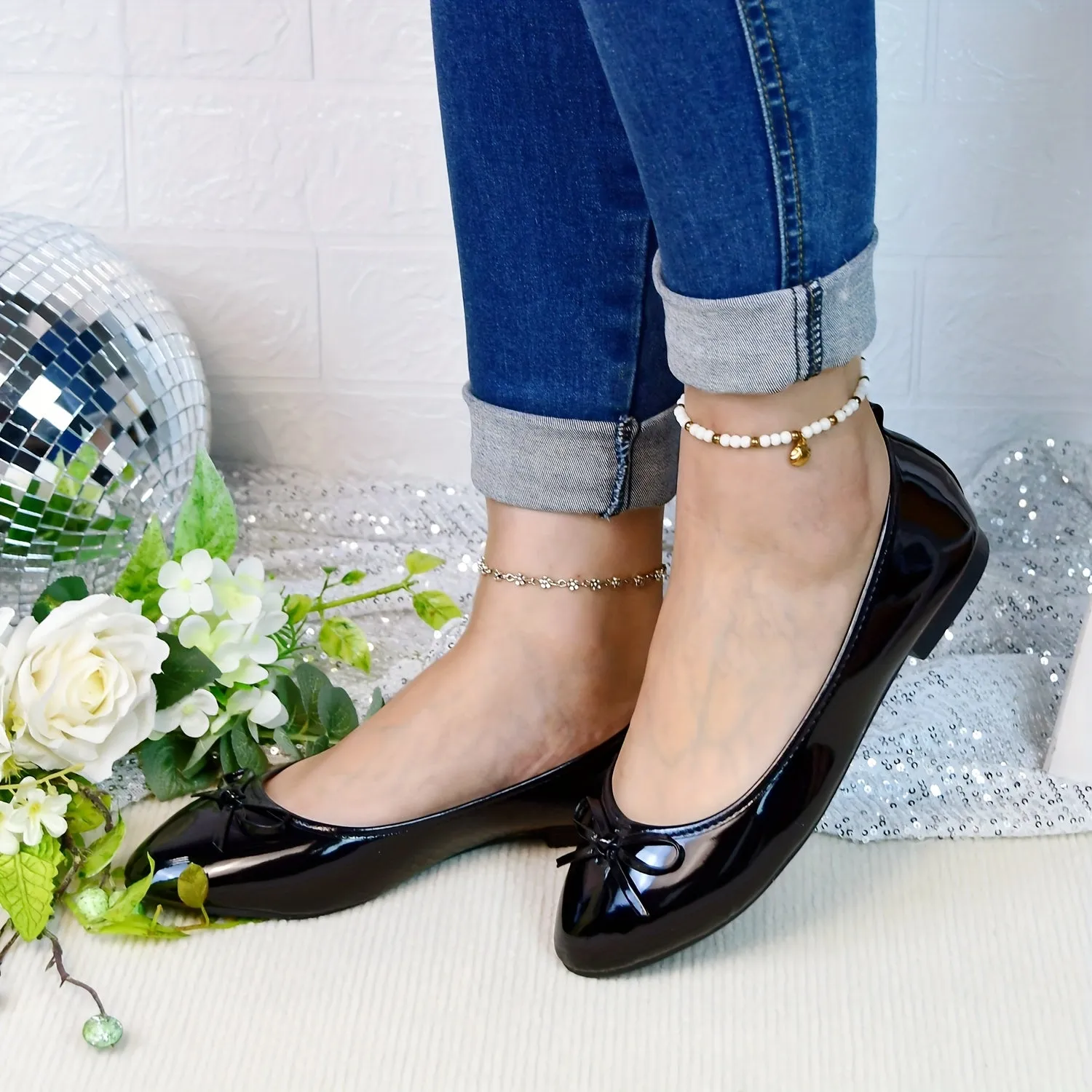 Breathable Bow Detail Ballet Flats