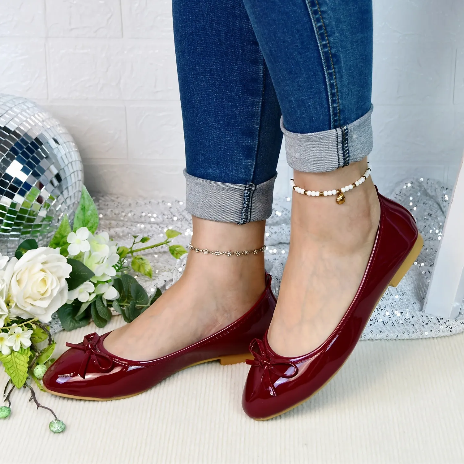 Breathable Bow Detail Ballet Flats