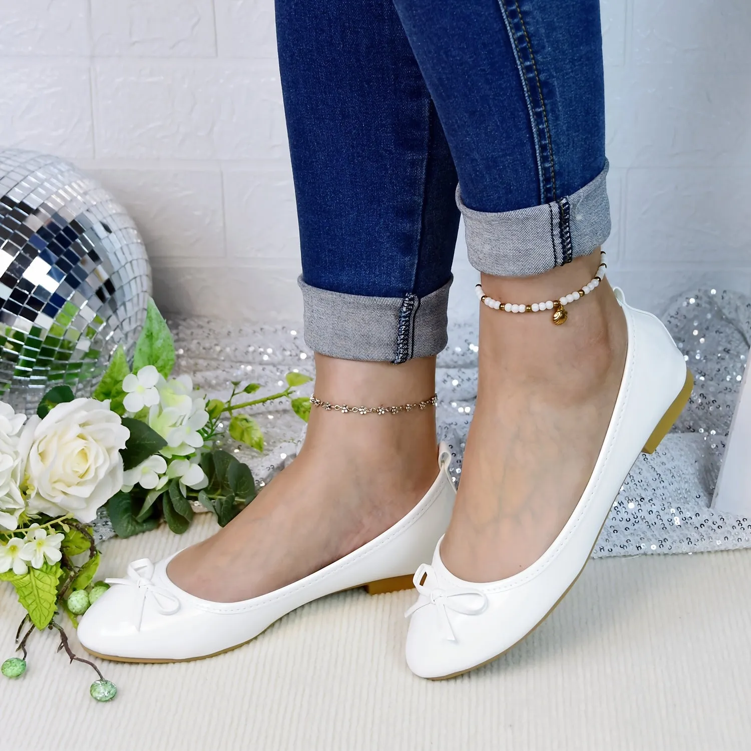 Breathable Bow Detail Ballet Flats