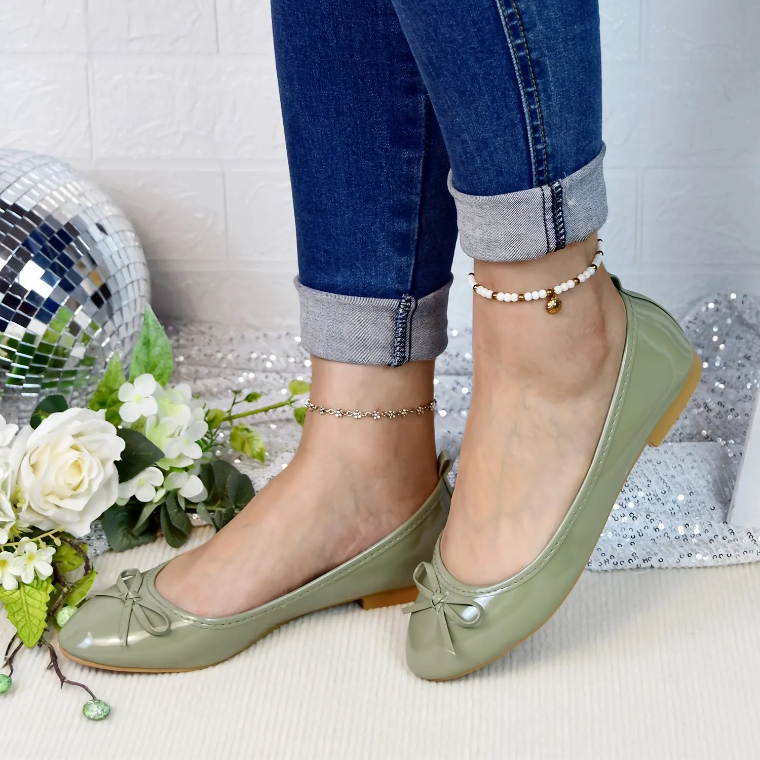 Breathable Bow Detail Ballet Flats