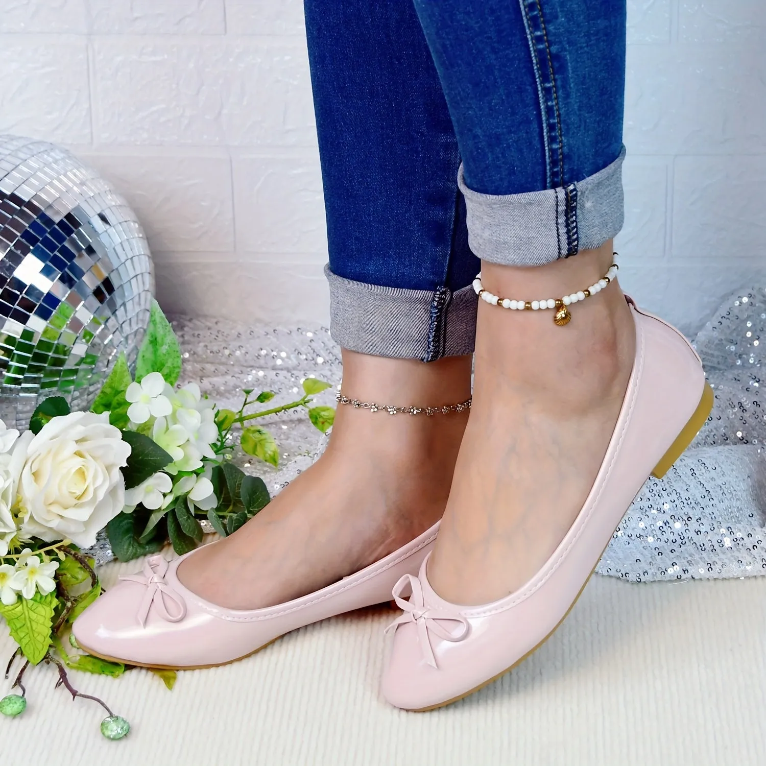 Breathable Bow Detail Ballet Flats