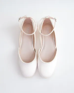 Bridal Round Toe Flat with Mini Pearls