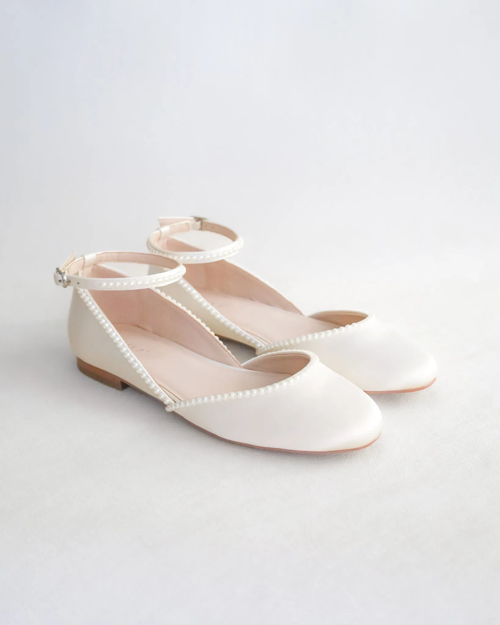 Bridal Round Toe Flat with Mini Pearls