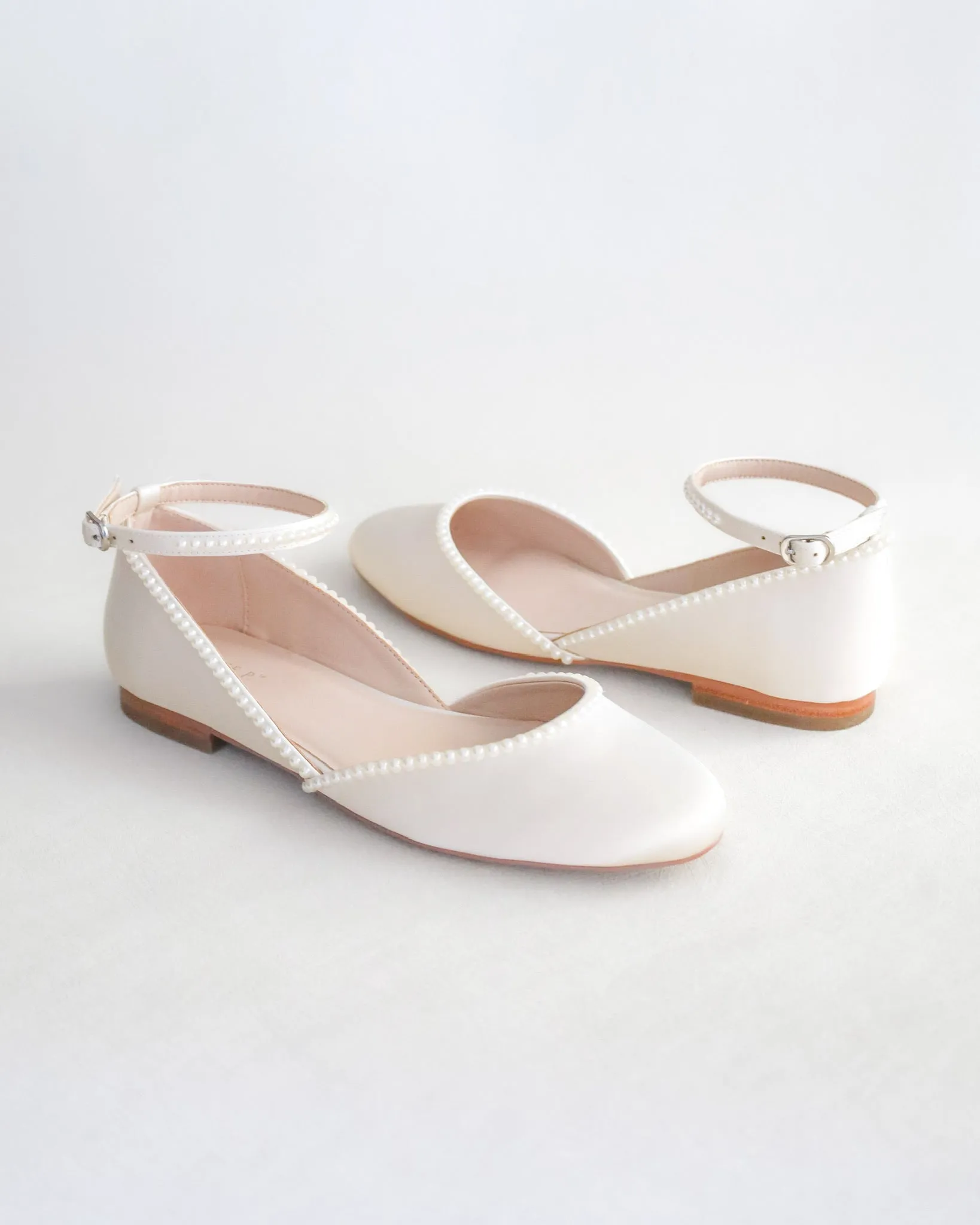 Bridal Round Toe Flat with Mini Pearls