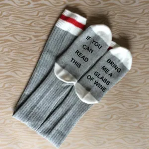 Bring Me A Glass of Wine Cotton Knee High Socks