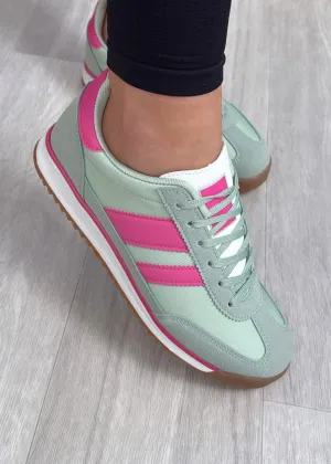 Britney Green Side Stripe Trainers