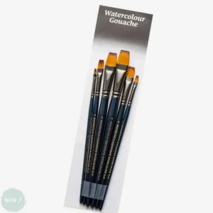 BRUSH SET -  PRO ARTE - Mastertouch AQUAMARINE - Watercolour & Gouache - Brush Wallet Set - 6 Assorted FLATS
