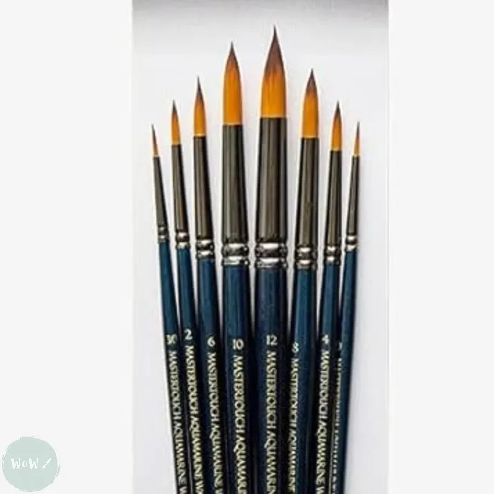 BRUSH SET -  PRO ARTE - Mastertouch AQUAMARINE - Watercolour & Gouache - Brush Wallet Set - 8 Assorted ROUNDS