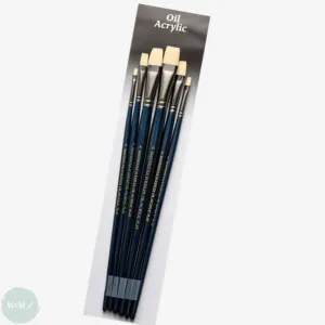 BRUSH SET - PRO ARTE - Mastertouch REFLEX - OILS & ACRYLICS - Brush Wallet Set - 6 Assorted FLATS