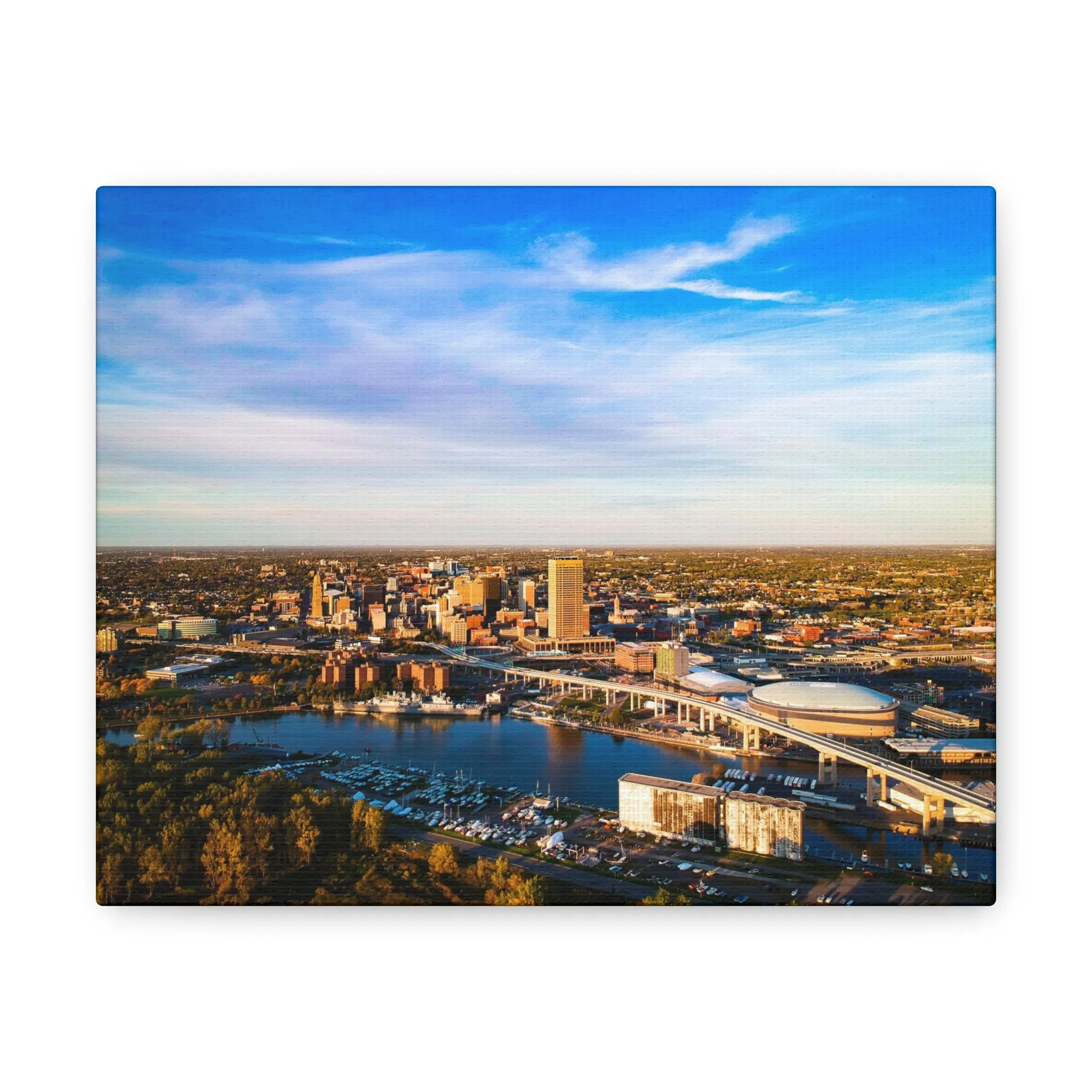 Buffalo Waterfront Aerial - Canvas Photo