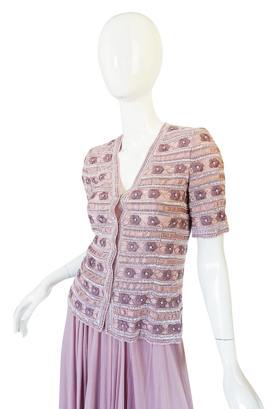 c.1977 Lesage Beaded Haute Couture Jean-Louis Scherrer Gown