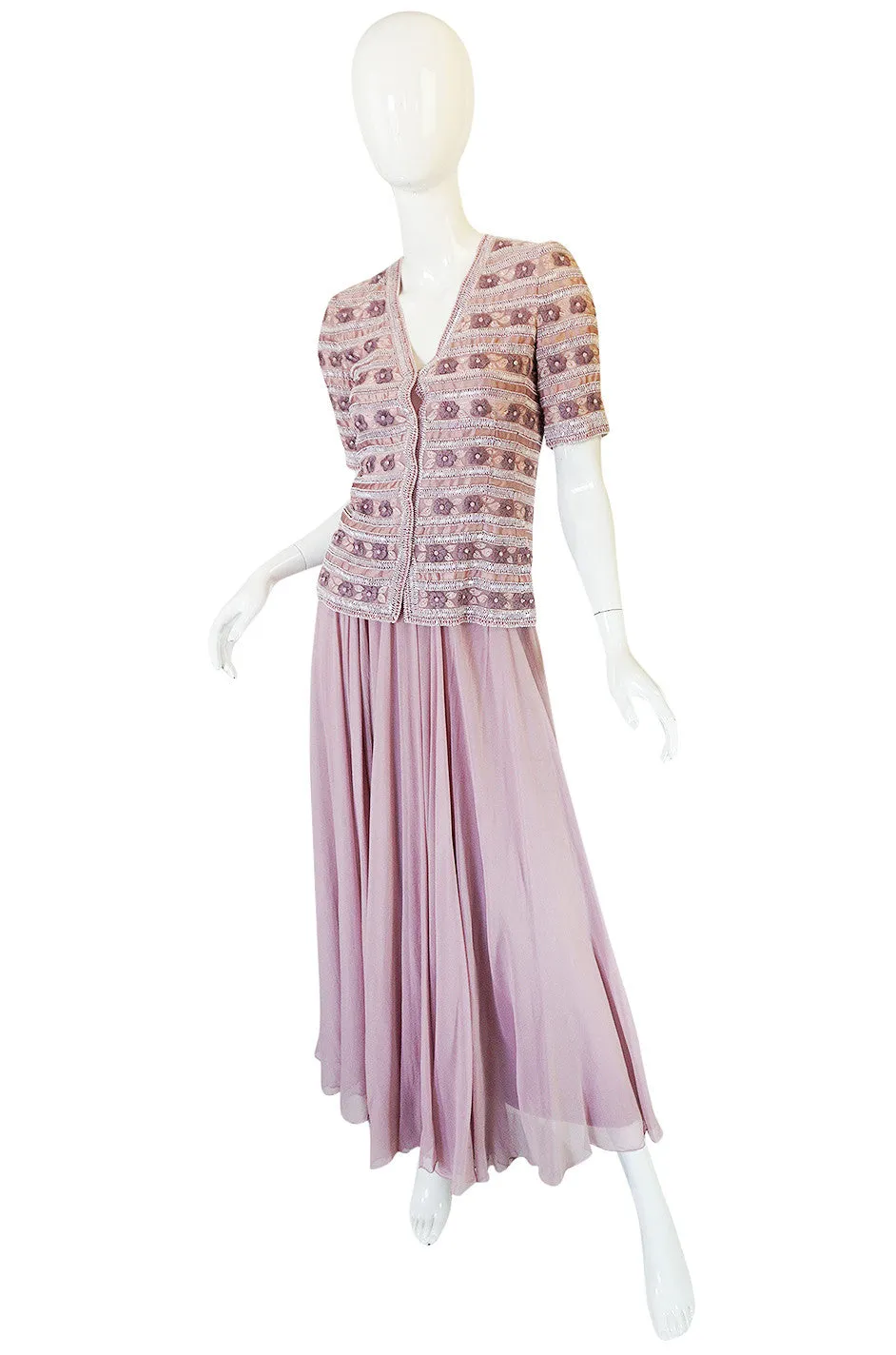 c.1977 Lesage Beaded Haute Couture Jean-Louis Scherrer Gown