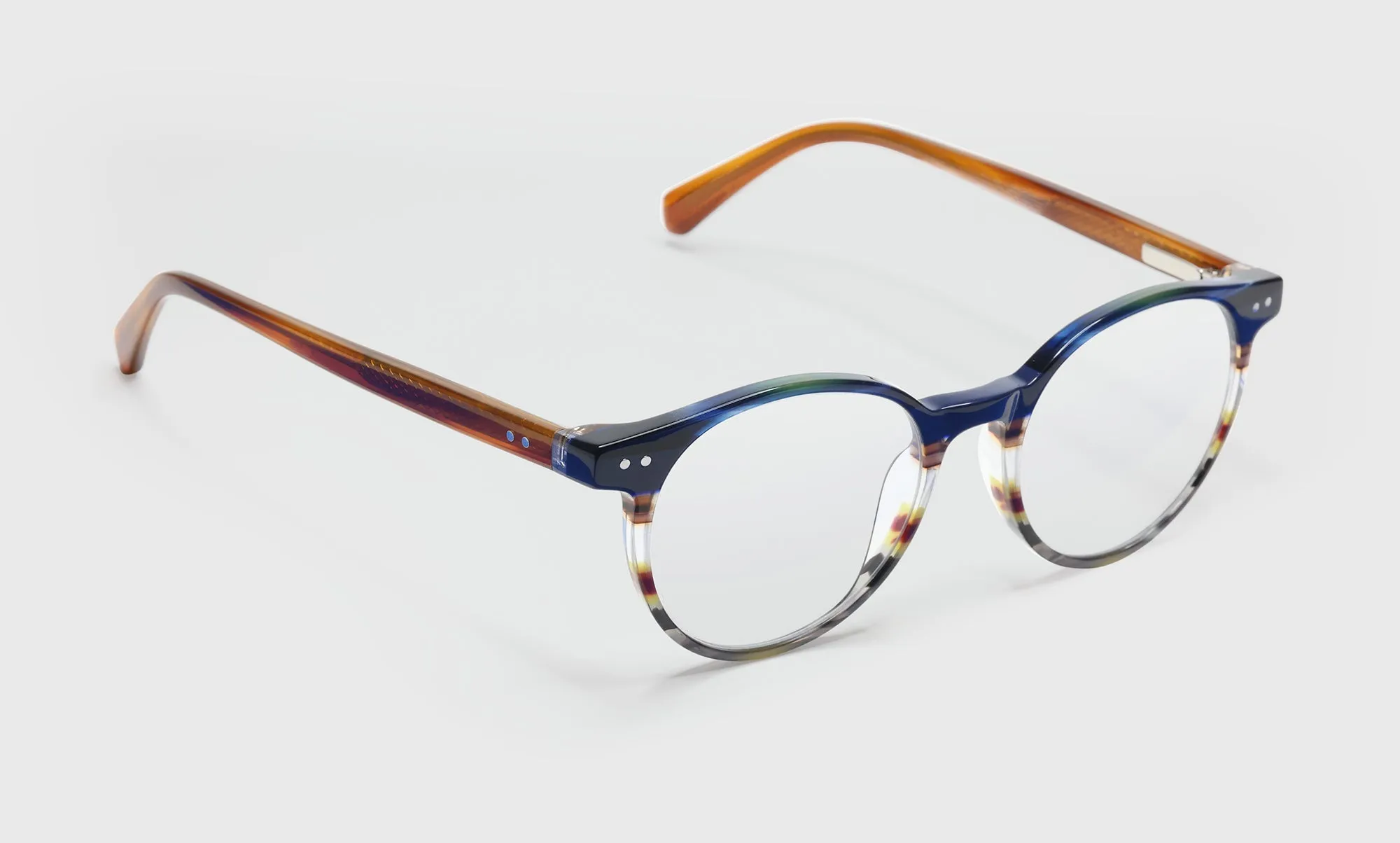Case Closed Wide Color 57 - Blue Multi-Stripe Front with Light Brown Temples