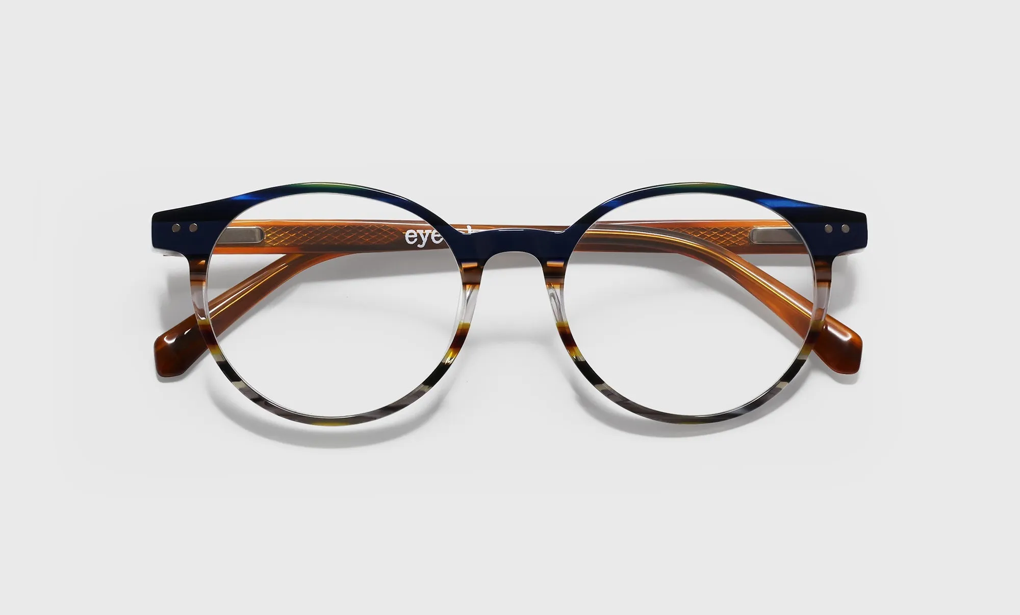 Case Closed Wide Color 57 - Blue Multi-Stripe Front with Light Brown Temples