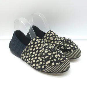 Chanel Camellia Ballet Flats Navy/Cream Mixed Knit Size 39