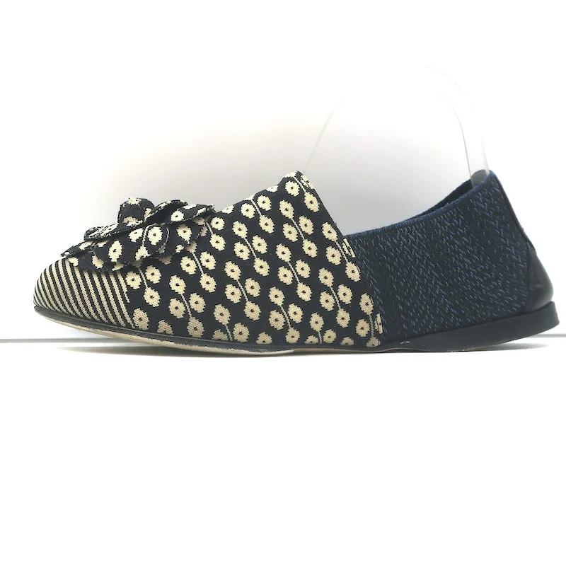 Chanel Camellia Ballet Flats Navy/Cream Mixed Knit Size 39