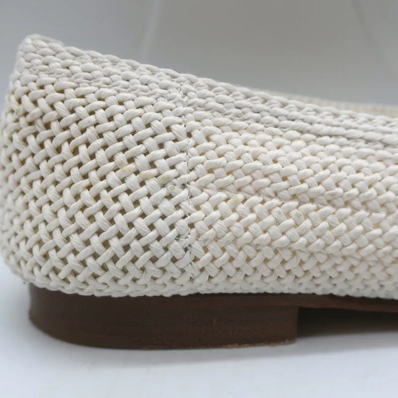 Chanel CC Cap Toe Crochet Ballet Flats Cream/Black Size 40