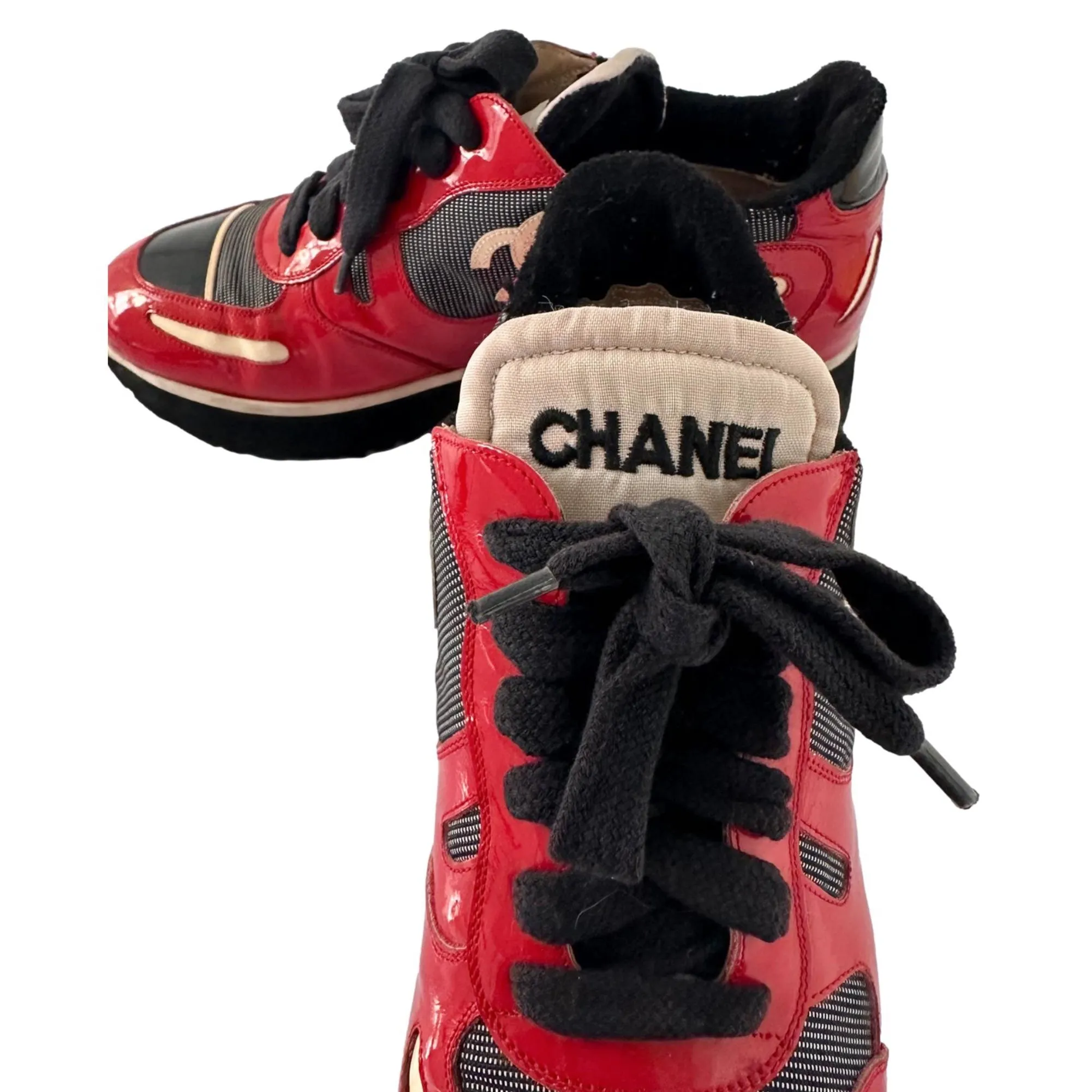 Chanel Red   Black Platform Sneaker
