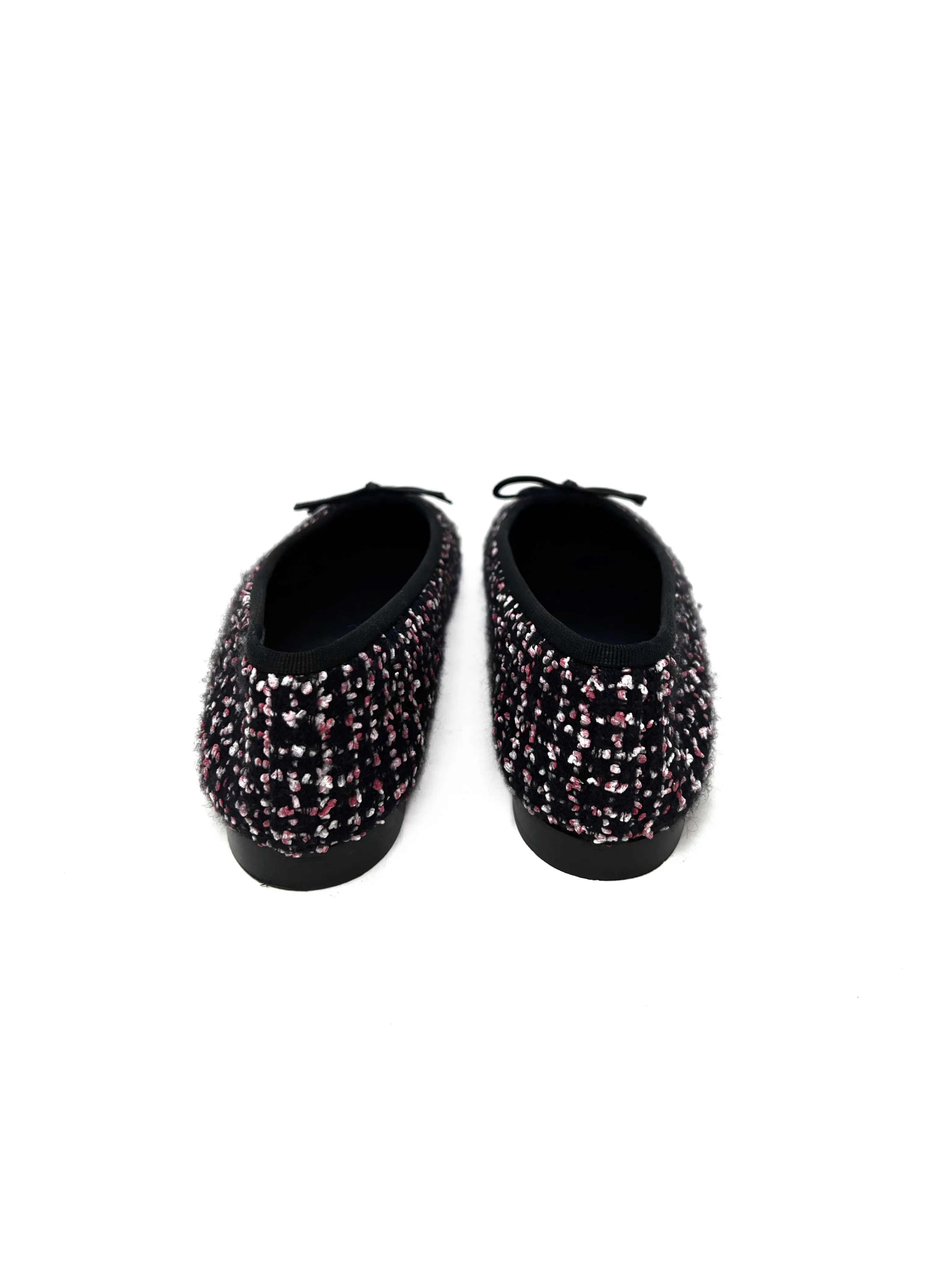 Chanel W Shoe Size 38 '22K Tweed & Grosgrain Cap Toe Ballet Flat