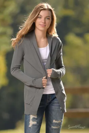 Changing Seasons Cardigan Sweater - Charcoal
