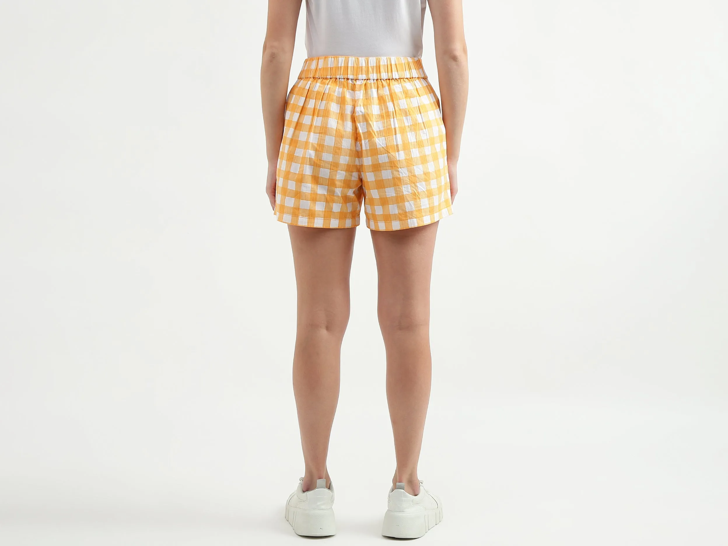 Checked Pattern High-Waist Shorts
