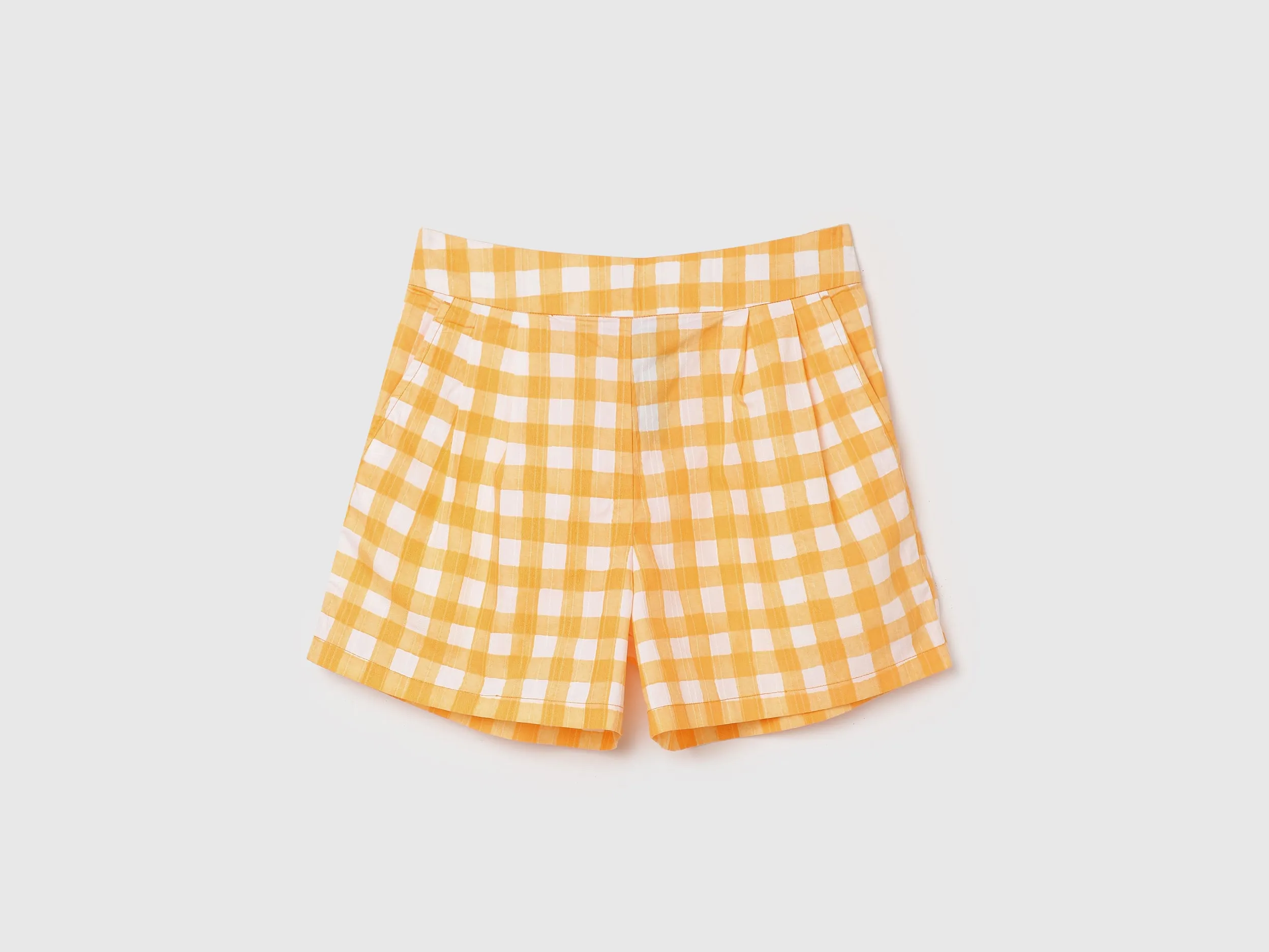 Checked Pattern High-Waist Shorts