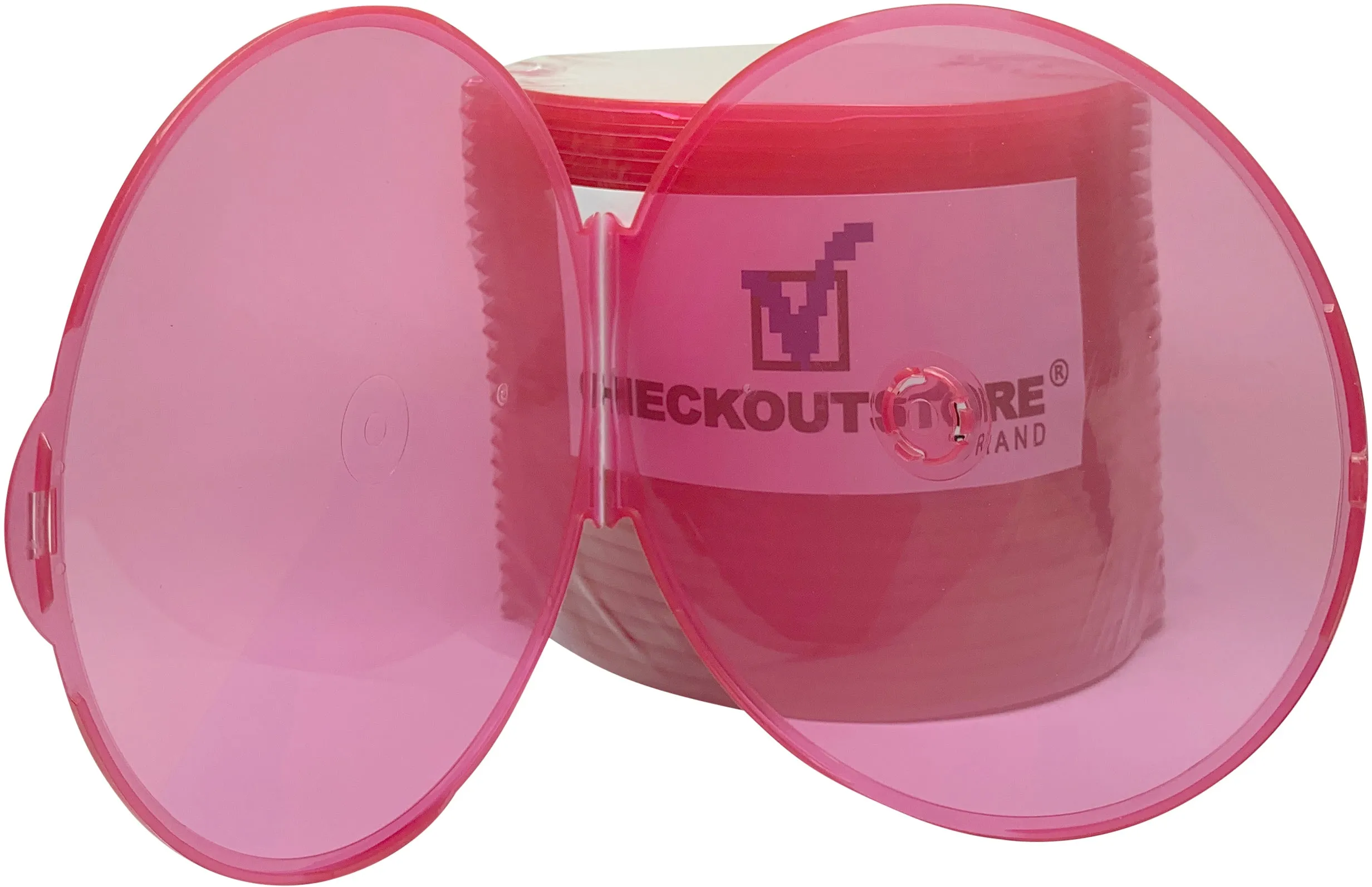 CheckOutStore Clear Compact Slim Round ClamShell CD/DVD Case with Lock on Top