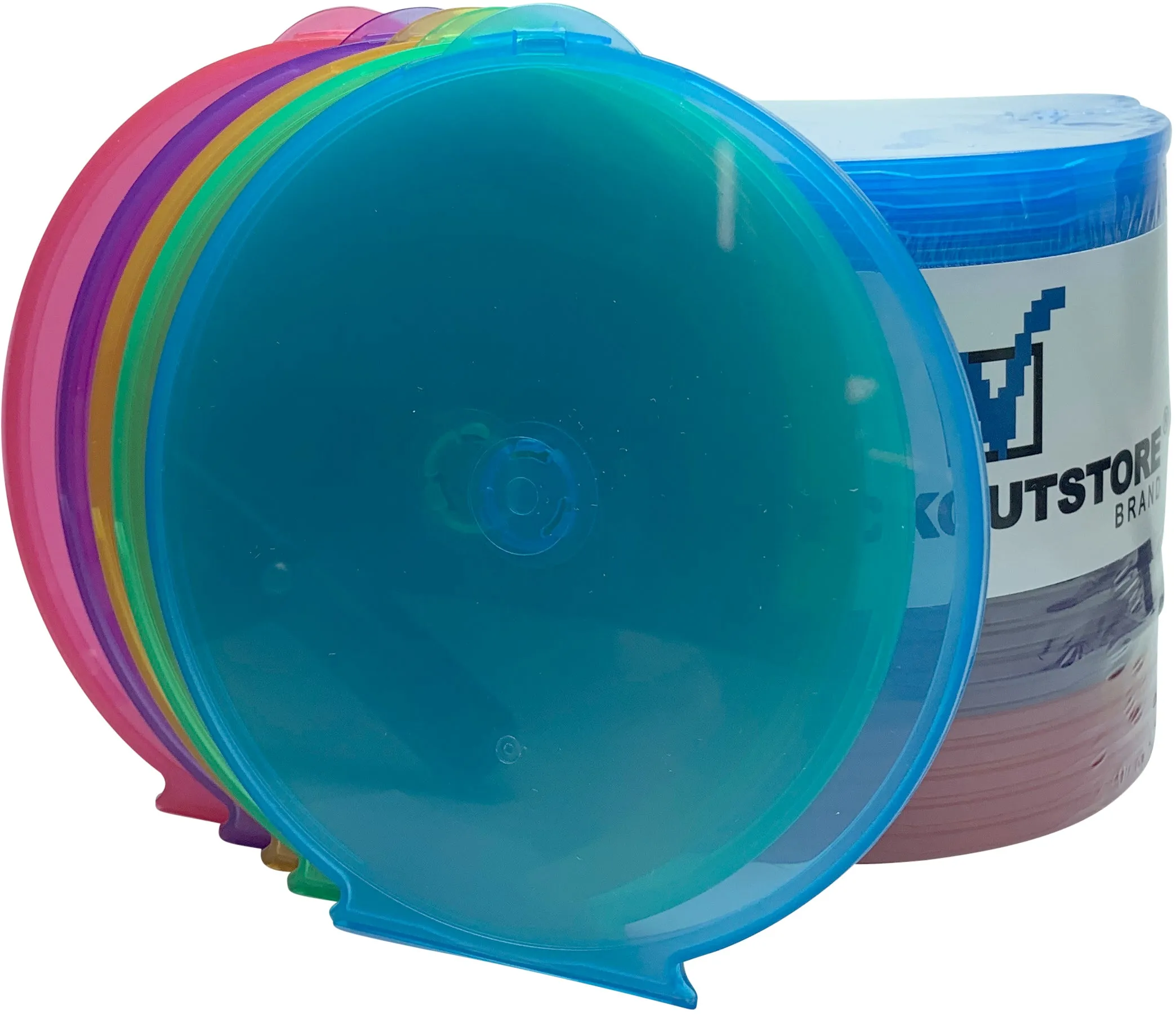 CheckOutStore Clear Compact Slim Round ClamShell CD/DVD Case with Lock on Top