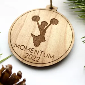 Cheerleader Ornament - Cheer Dancer Cheer Team Poms Engraved Wood Christmas Ornament