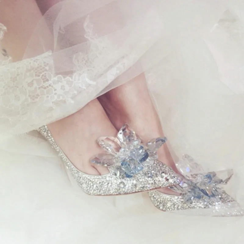 Cinderella Shoes Rhinestone High Heels Women Pumps