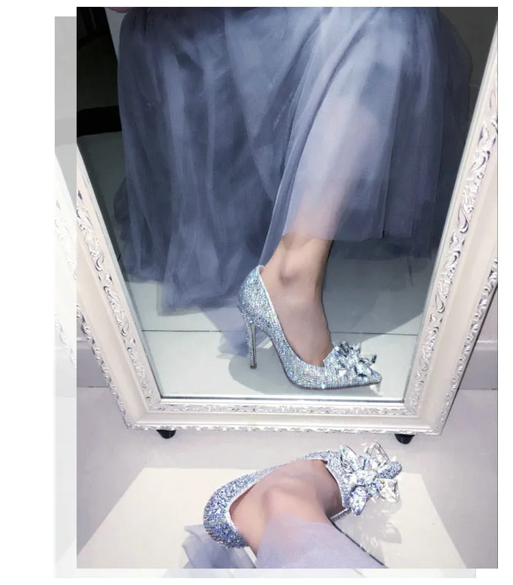 Cinderella Shoes Rhinestone High Heels Women Pumps