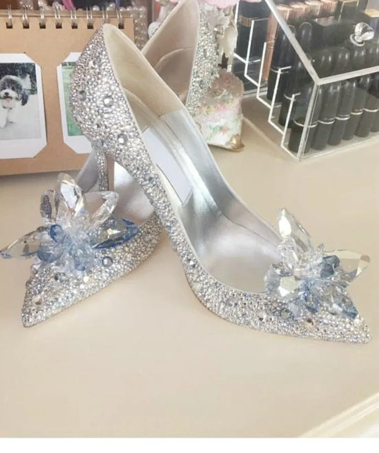 Cinderella Shoes Rhinestone High Heels Women Pumps