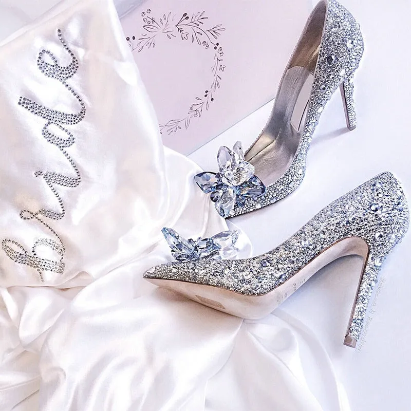 Cinderella Shoes Rhinestone High Heels Women Pumps