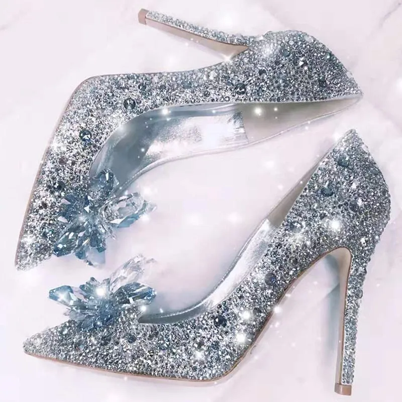 Cinderella Shoes Rhinestone High Heels Women Pumps
