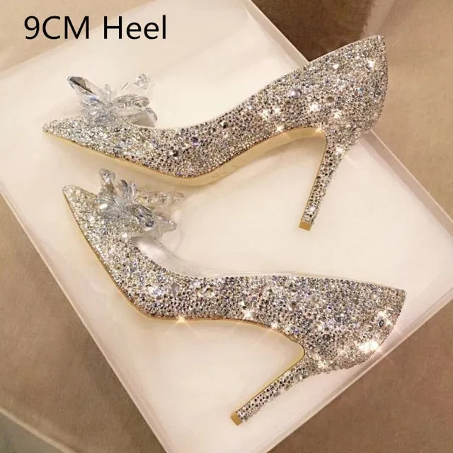 Cinderella Shoes Rhinestone High Heels Women Pumps
