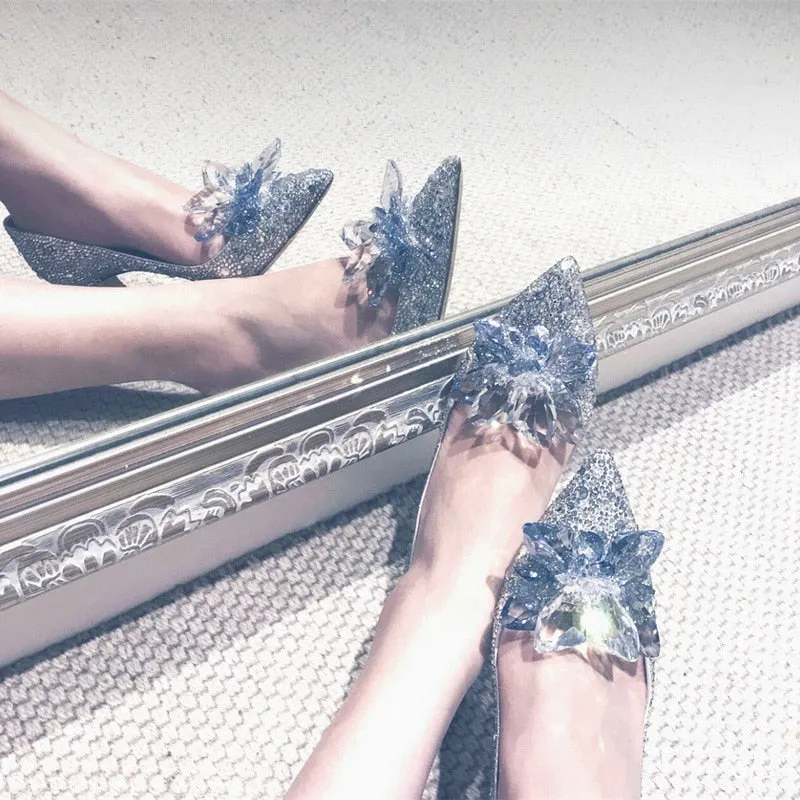 Cinderella Shoes Rhinestone High Heels Women Pumps
