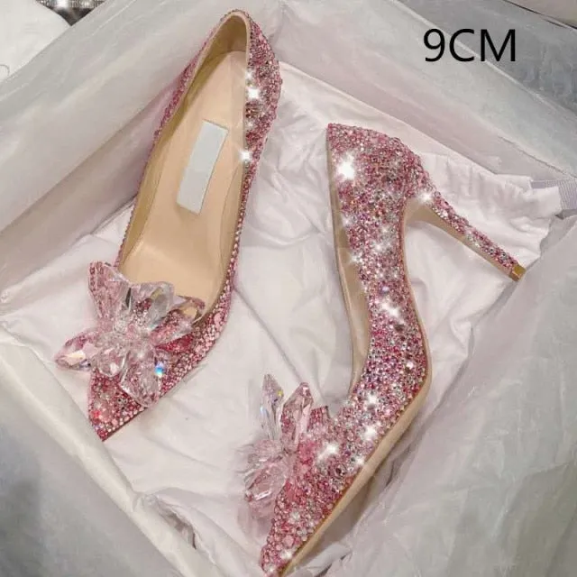Cinderella Shoes Rhinestone High Heels Women Pumps