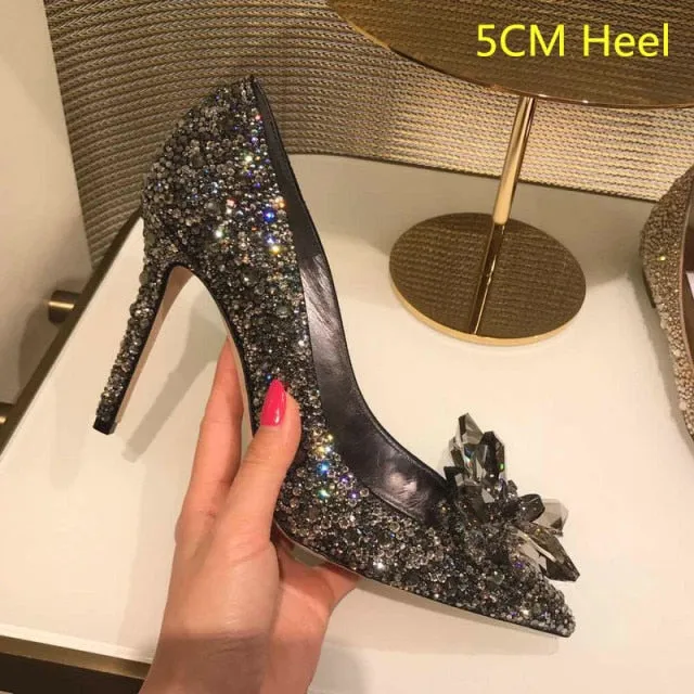 Cinderella Shoes Rhinestone High Heels Women Pumps