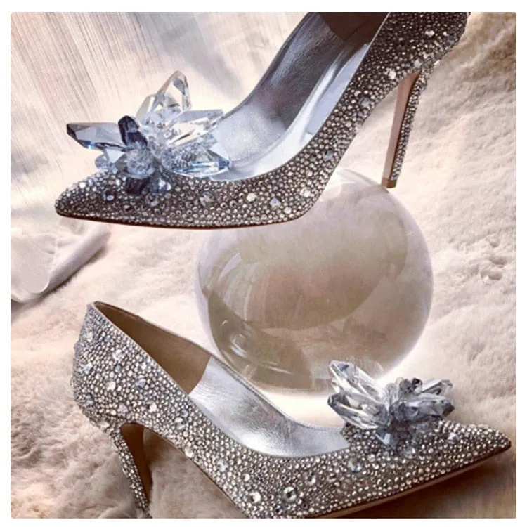 Cinderella Shoes Rhinestone High Heels Women Pumps